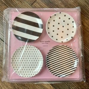 🆕 KATE SPADE NY Raise a Glass Polka Dot and Striped Coaster Set